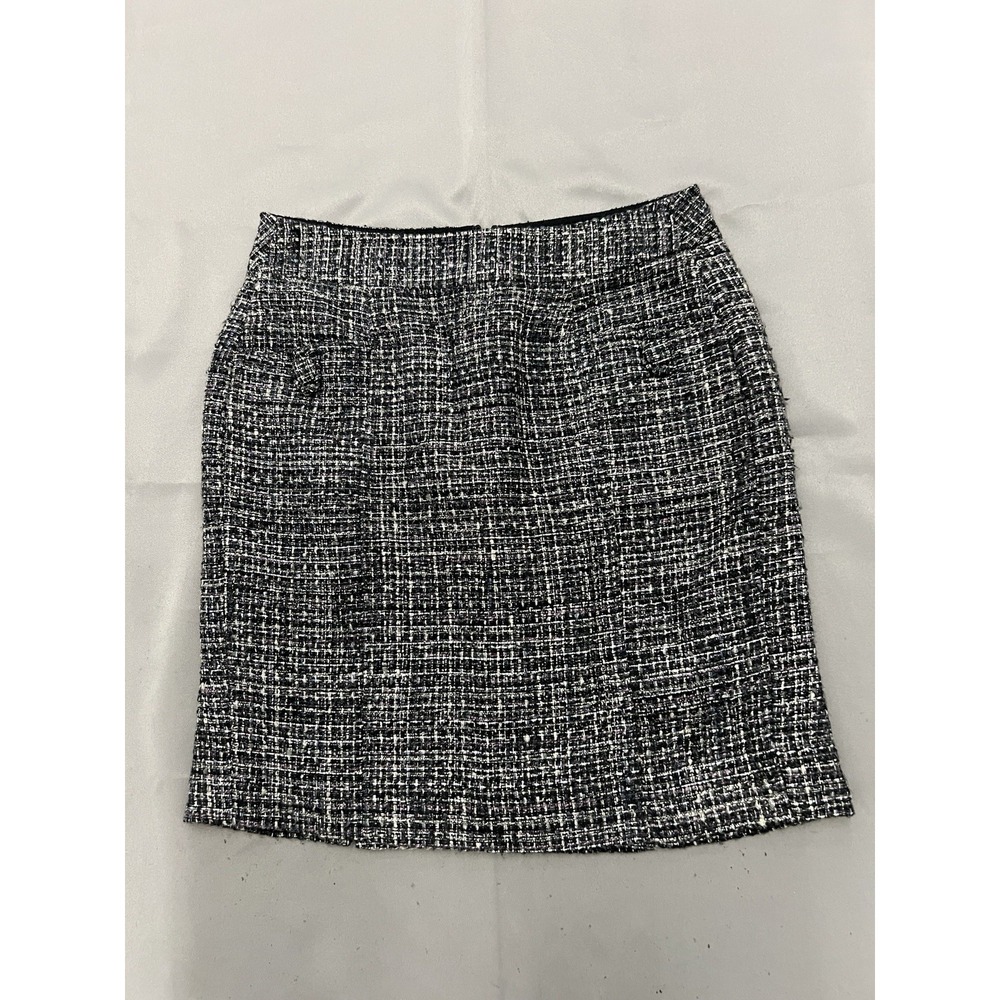Banana Republic black & white Tweed mini skirt Textured woven Pockets Sz 0